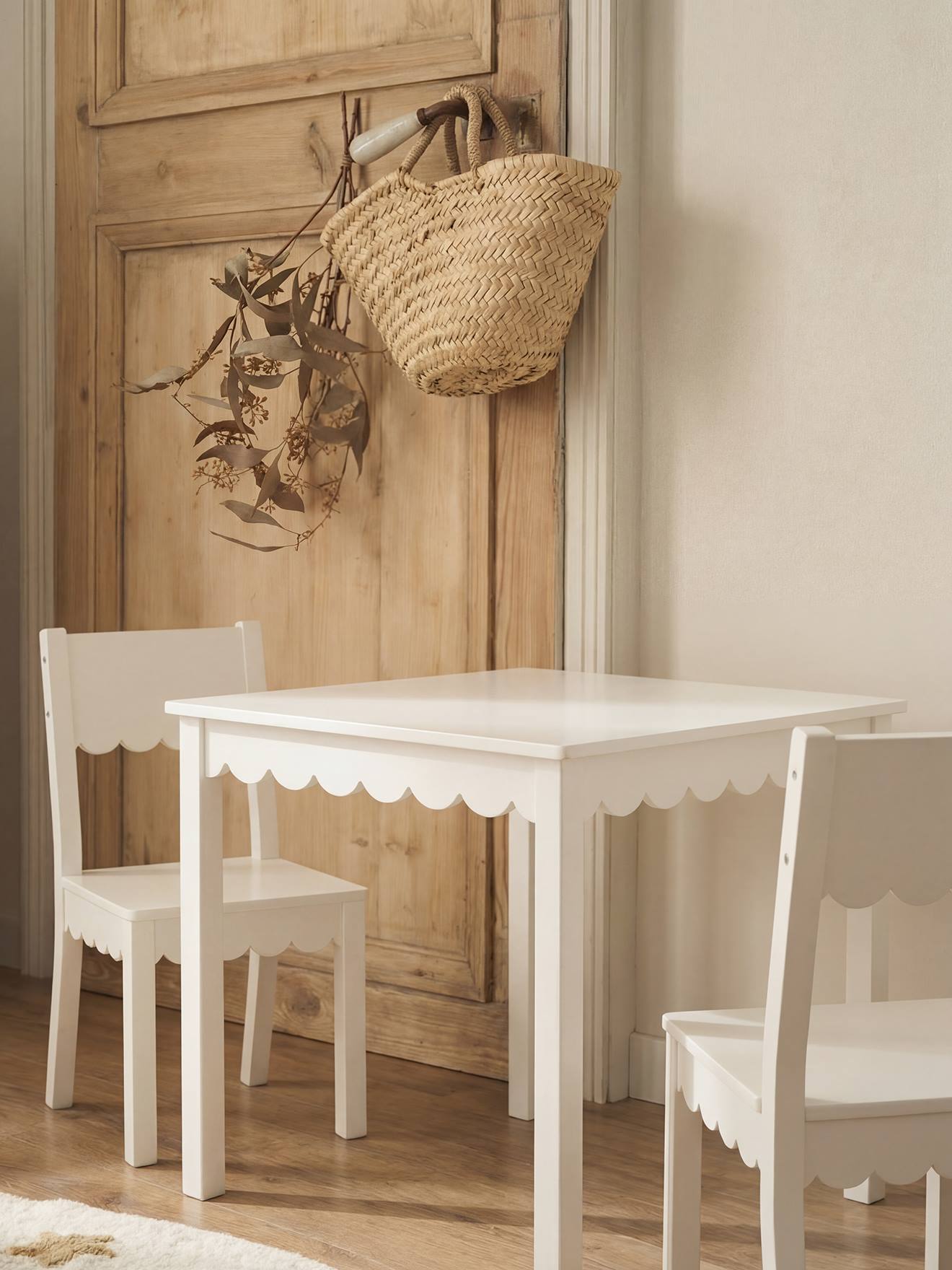 Set table + 2 chaises enfant Feston blanc