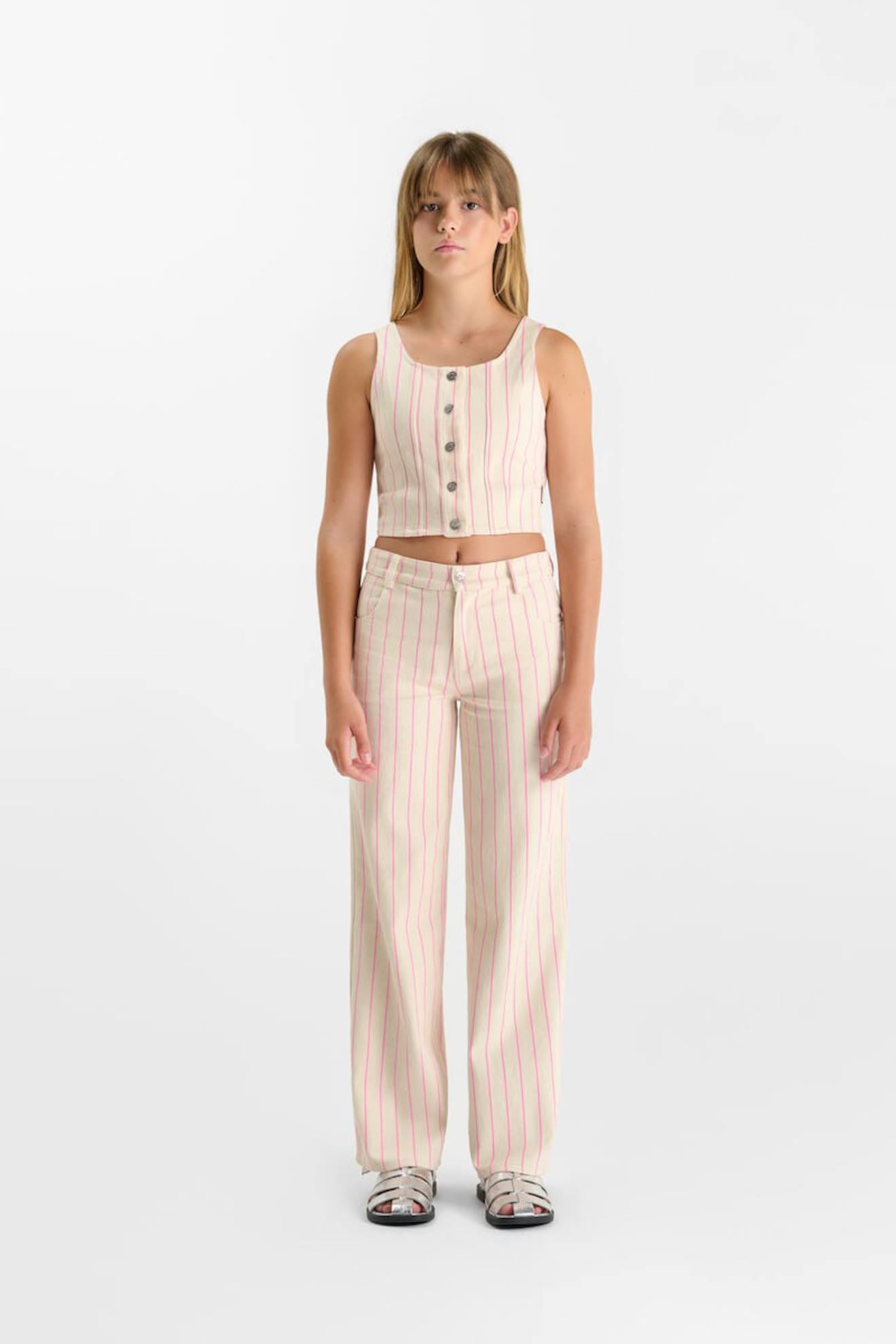 Pantalon Droit En Jeans Tykogi Pink Fluo