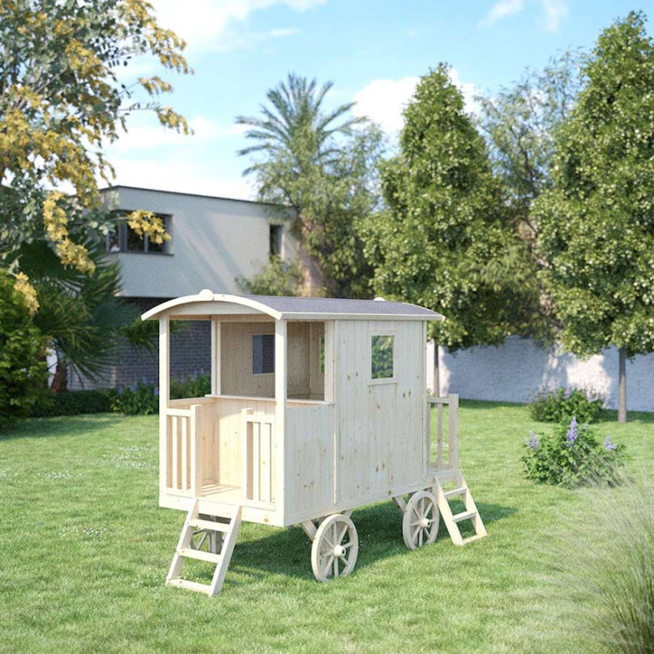 Cabane Roulotte En Bois Sur Pilotis Pour Enfants Carry Marron (soulet) - Couverture
