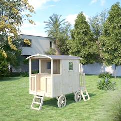 Cabane roulotte en bois sur pilotis pour enfants carry  - vertbaudet enfant