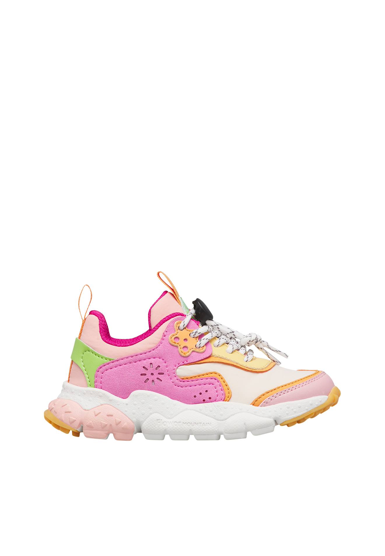Sneakers En Simili Cuir Et Tissus Technique Doi Junior Rose-blanc Crème
