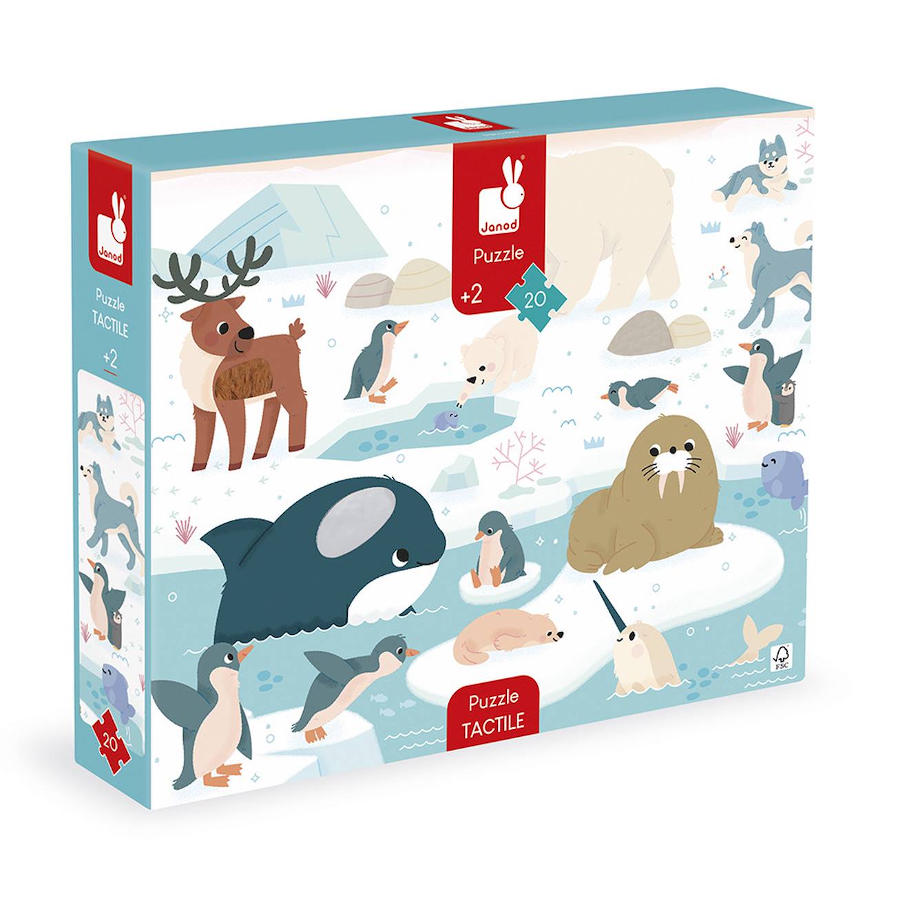 Puzzle Tactile Les Animaux Polaires 20 Pièces Multicolore