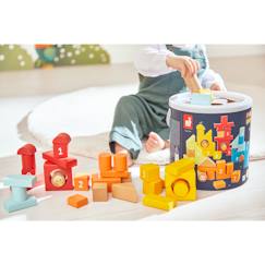 Jouet-Premier âge-Premières manipulations-Baril de construction 56 pièces en bois