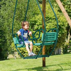 Jouet-Jeux de plein air-Balancelle face à face double pour portique bois rond
