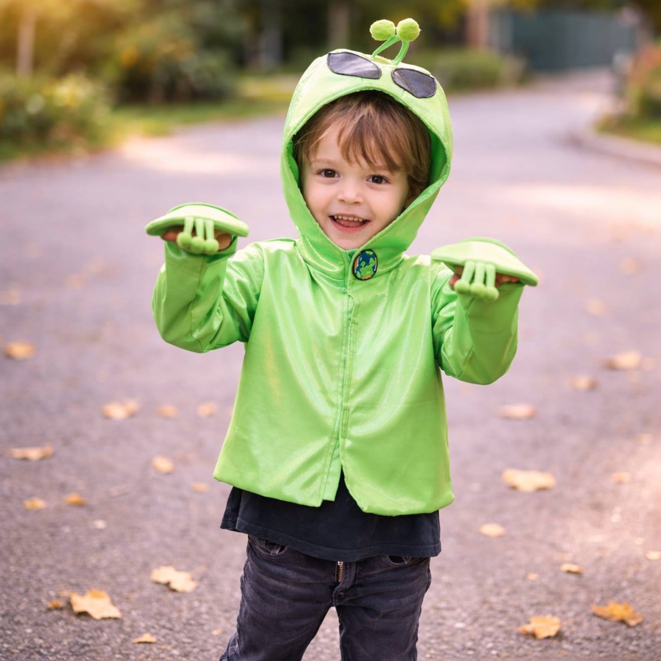 Déguisement Enfant Veste Alien À Capuche Vert