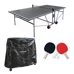 Jouet-Table de ping pong indoor, avec 2 raquettes et 3 balles, utilisation intérieure + housse en pvc