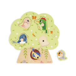 Jouet-Puzzle sonore en bois les oiseaux 5 pièces