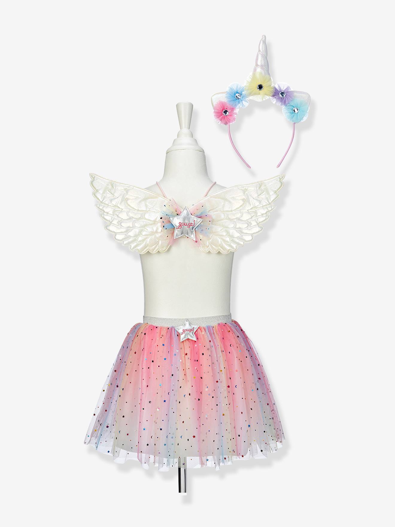 Set déguisement Celestia jupe ailes tiare multicolore