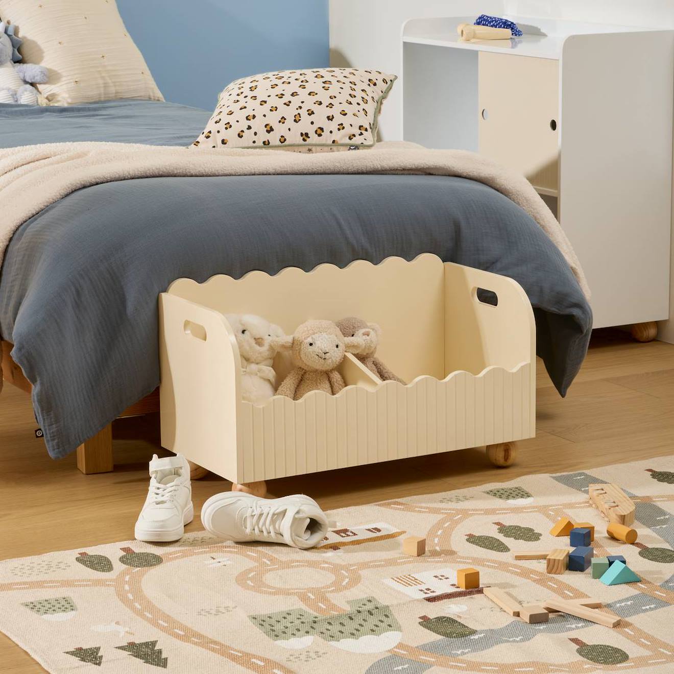 Coffre De Rangement Ouvert 2 Compartiments - Bouli Beige