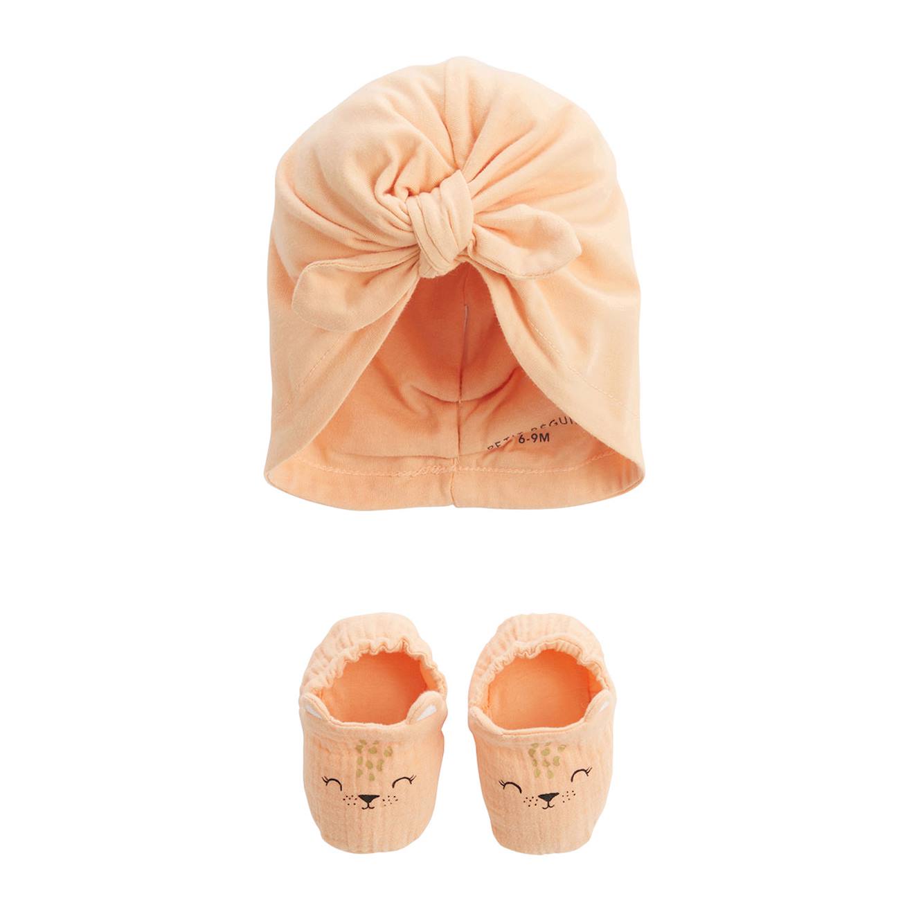 Bonnet Bébé Et Chaussons Sierra Peche (Petit Beguin) - Image 1