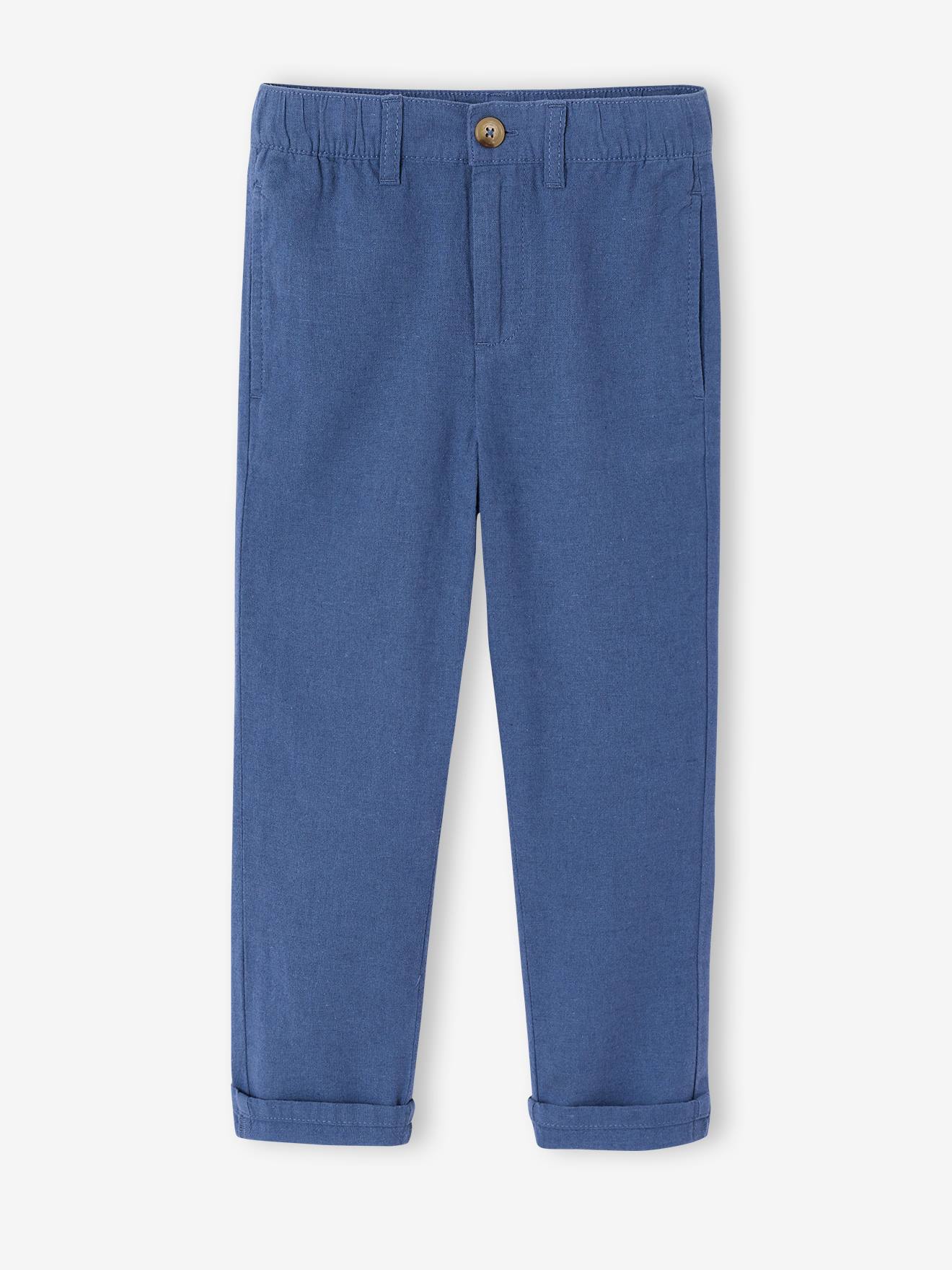 Pantalon garçon léger morphologie fin bleu