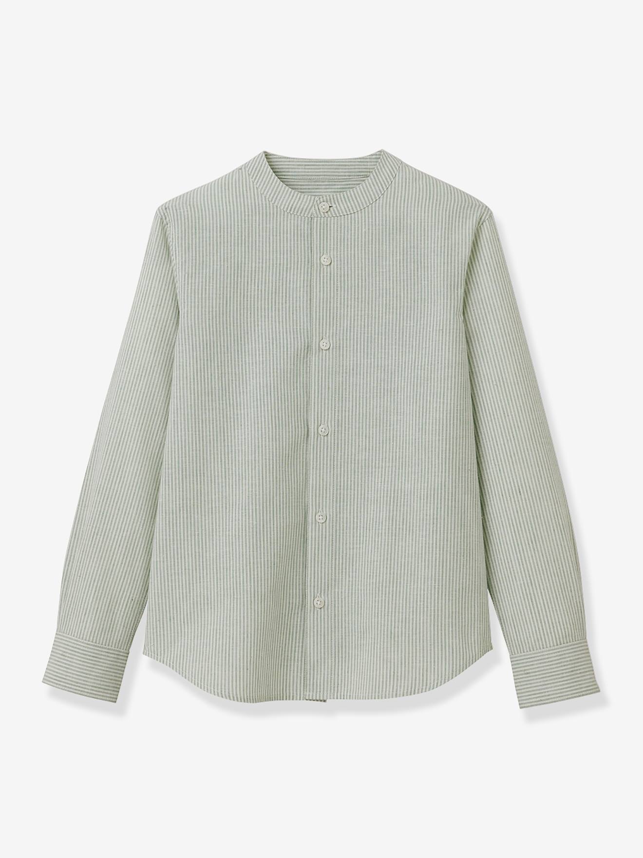 Chemise col mao garçon vert sauge