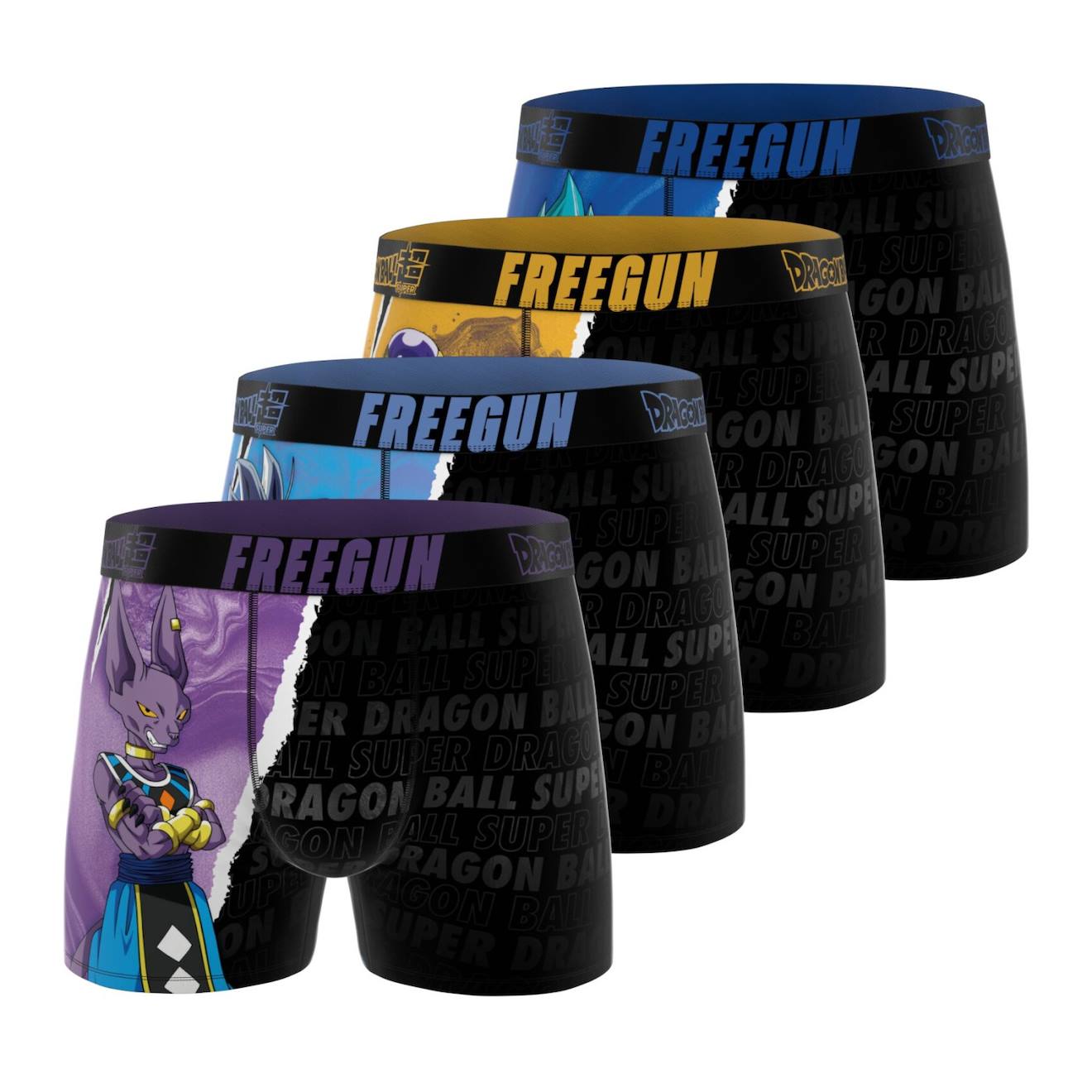 Lot De 4 Boxers Dragon Ball Super Noir/violet/orange/bleu/or