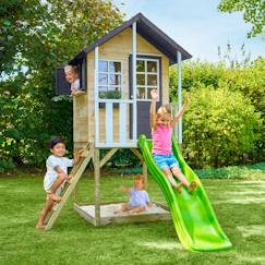 Maisonnette sur pilotis balcon et glissière jacinthes bois fsc®  - vertbaudet enfant