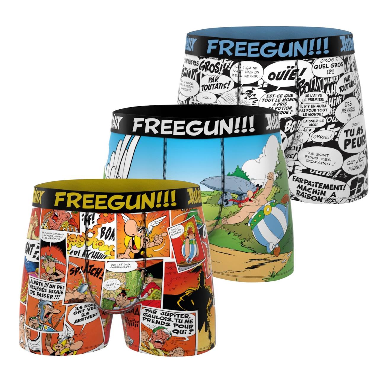 Lot De 3 Boxers Asterix Vert/bleu/blanc/jaune