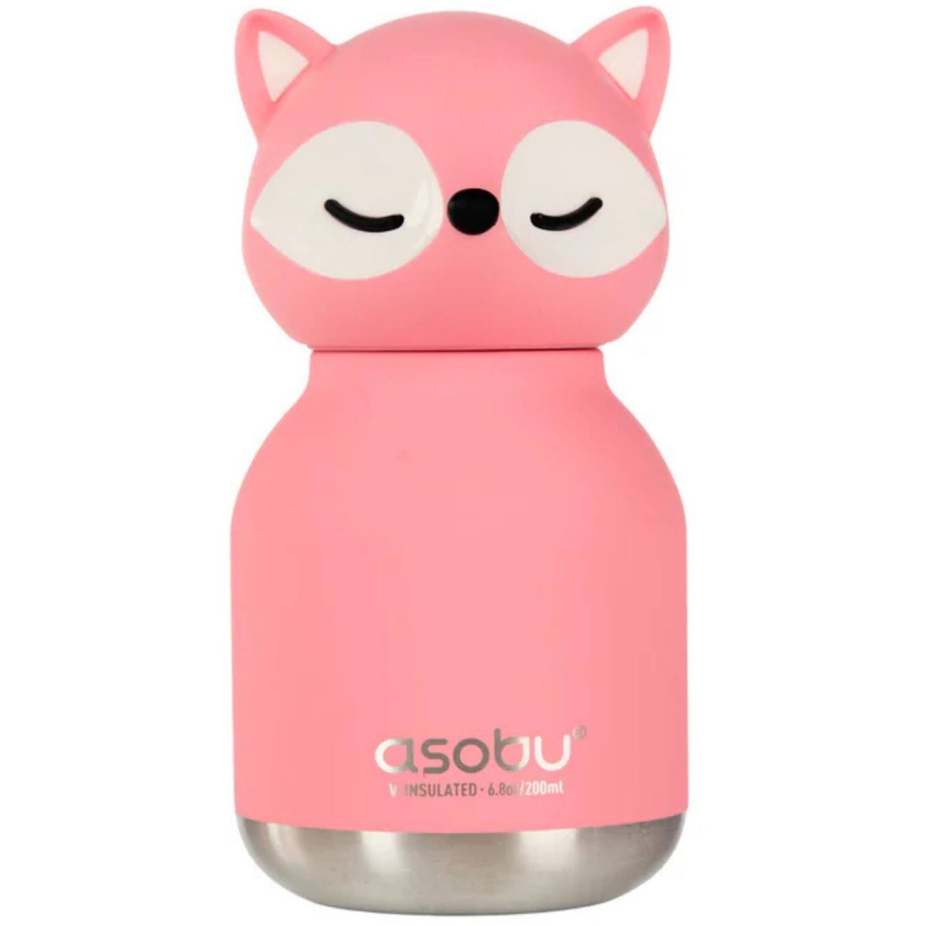 Mini Gourde Isotherme Bestie Renard Rose, Blanc, Noir