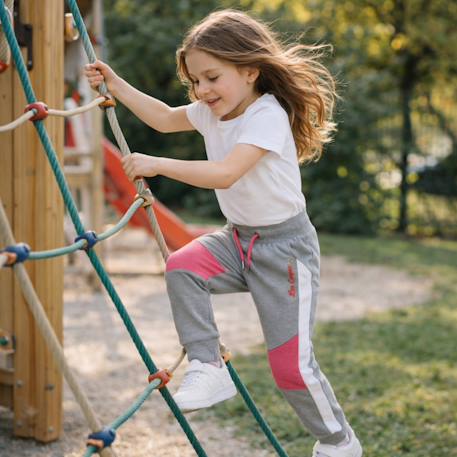 Pantalon de jogging fille Gris+Marine+Rose 2 - vertbaudet enfant 
