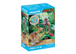 Jouet-Jeux d'imagination-Figurines, mini mondes, héros et animaux-Vélociraptor et explorateur avec lasso 71823