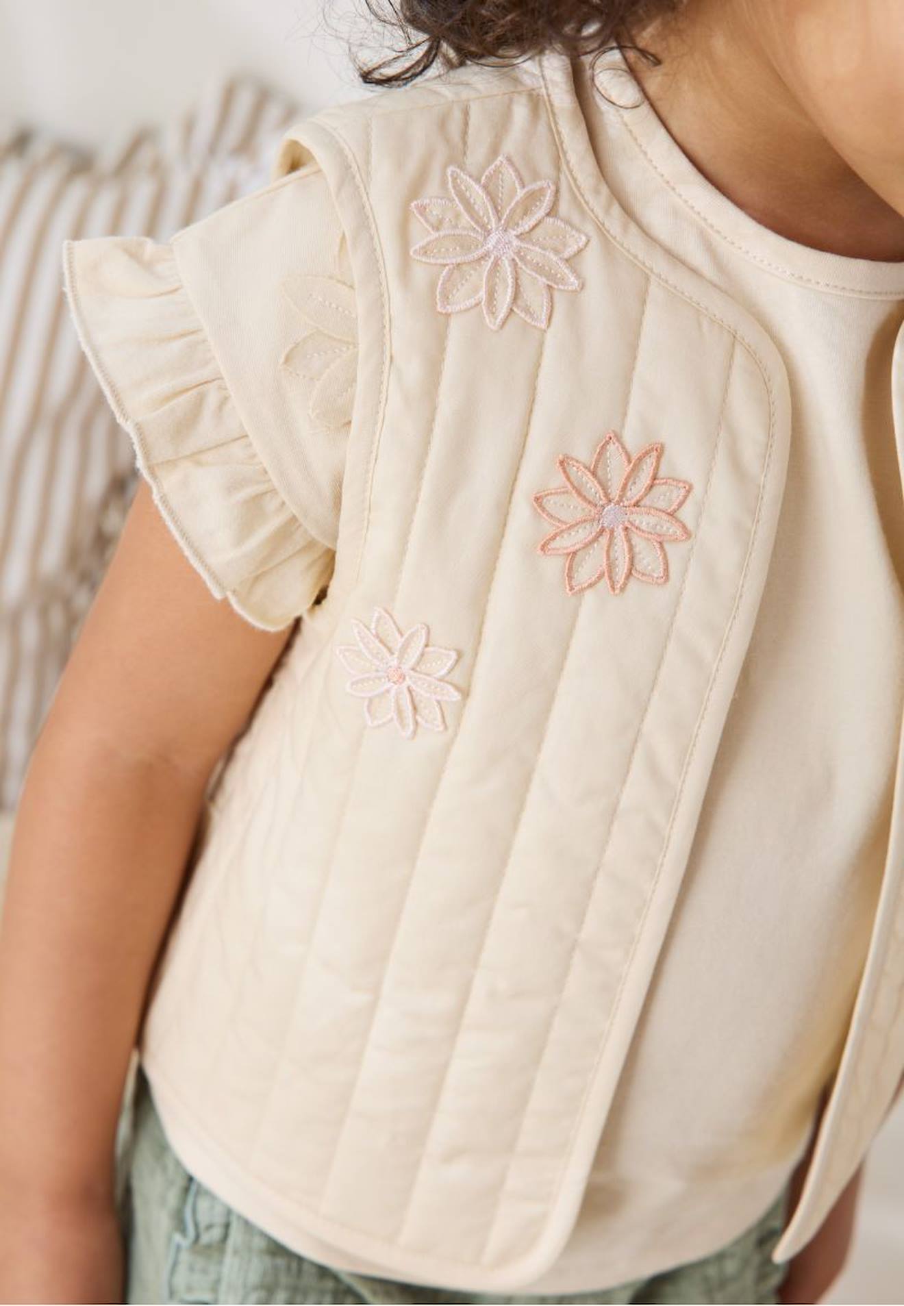 Veste Sans Manches Enfant En Popeline Poésie D'été Vanille