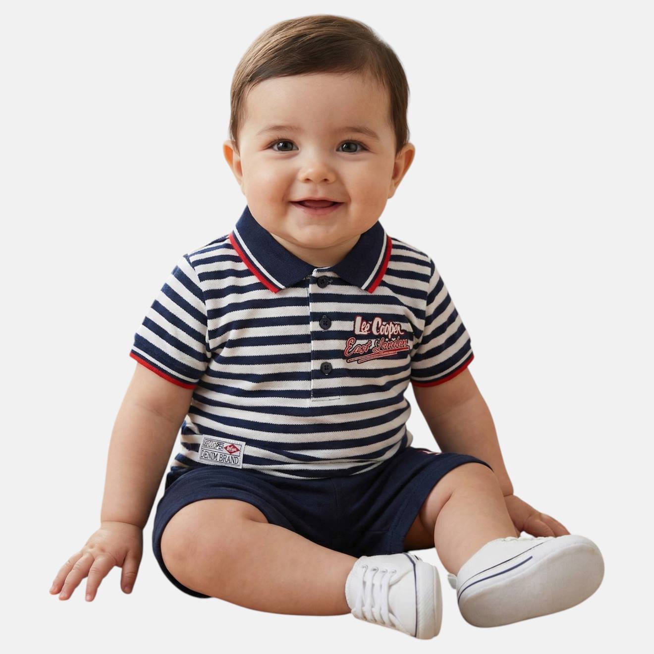 Ensemble Polo Et Short Bébé Garçon Imprimé Col Chemise Marine