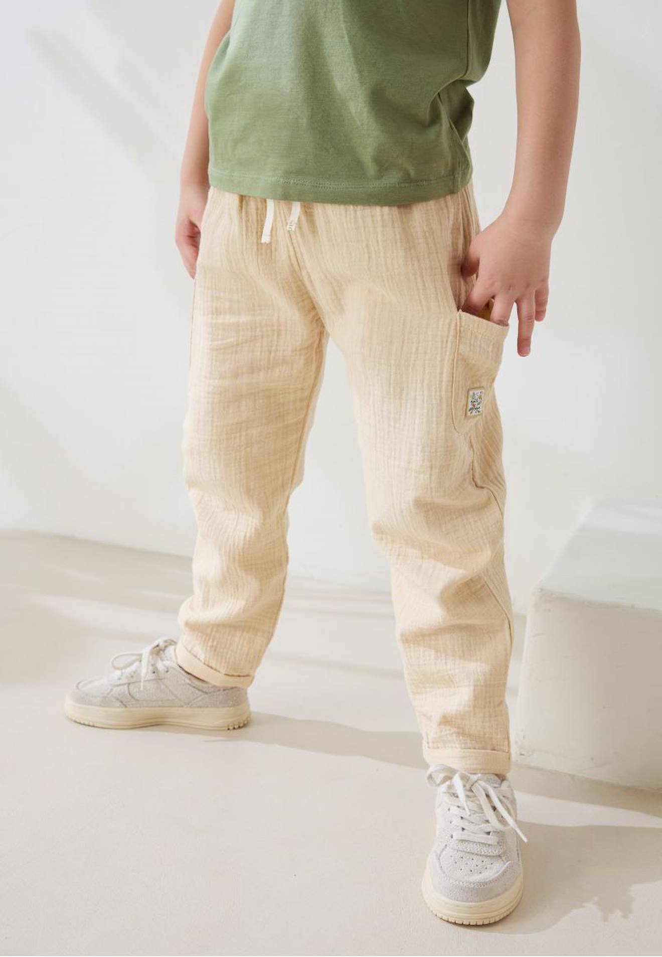 Pantalon Bébé En Gaze De Coton Gabin Sable