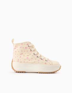 Chaussures-Chaussures fille 23-38-Baskets montantes en toile à motif floral