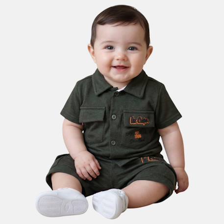 Bébé-Ensemble chemiser et short  bébé   garçon imprimé  col chemise