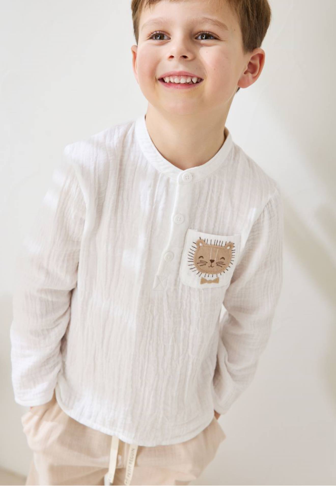 Chemise Enfant En Gaze De Coton Auguste Ecru