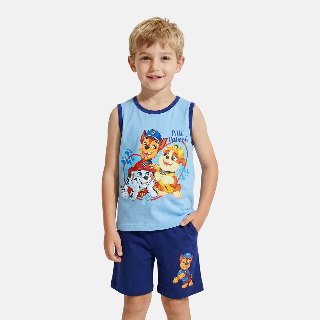 Ensemble Garçon Débardeur Et Short Paw Patrol Bleu