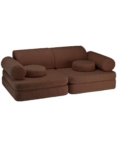 Canapé de jeu modulable enfant - settee convertible en teddy Biscuit+Cream white+Guava+Matcha+Warm hazel 24 - vertbaudet enfant 
