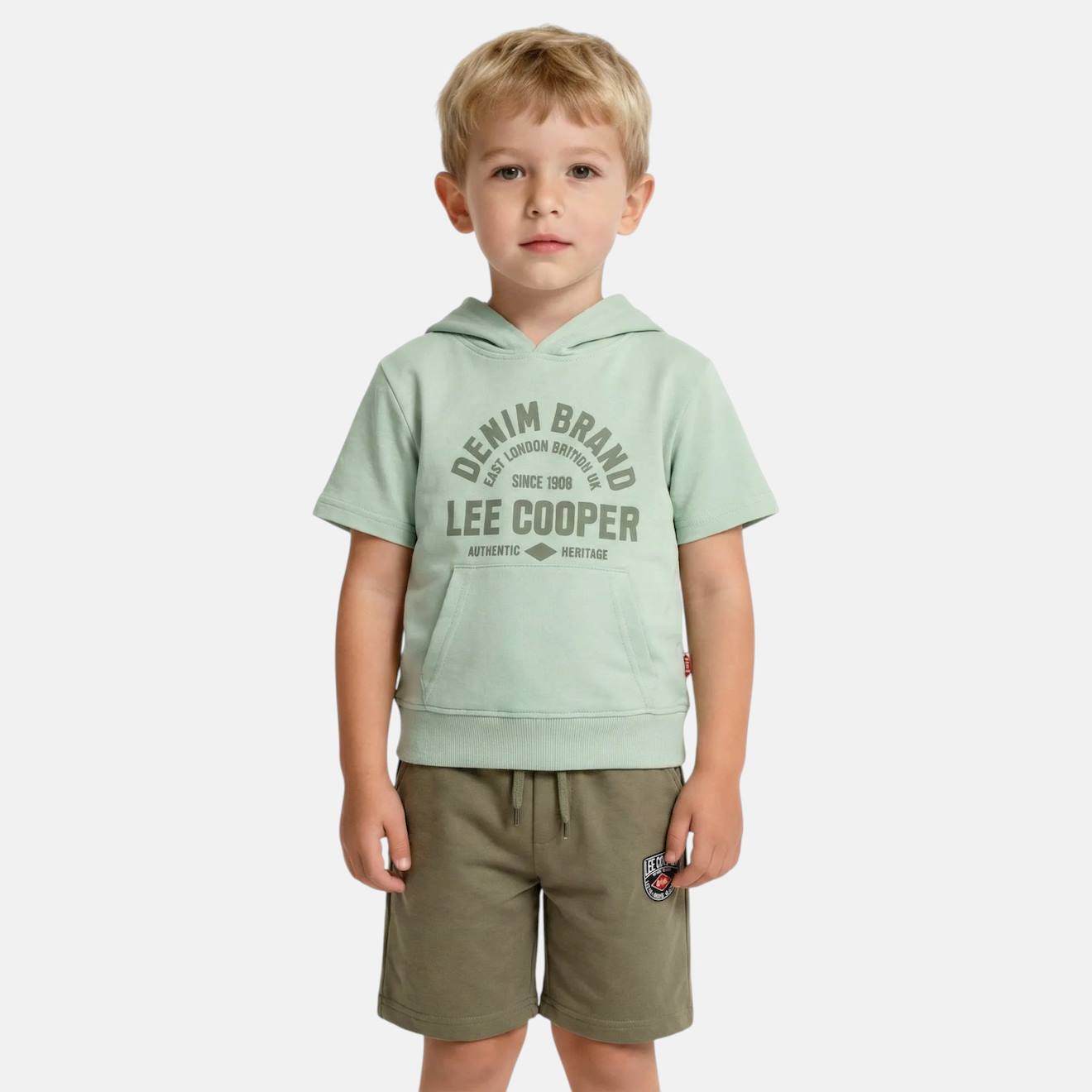 Ensemble Sweat Capuche Manches Courtes Et Short Garon Vert 20 €
