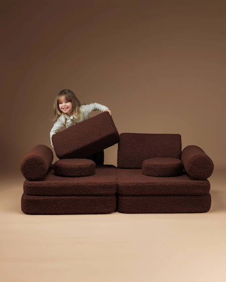 Canapé de jeu modulable enfant - settee convertible en teddy Biscuit+Cream white+Guava+Matcha+Warm hazel 27 - vertbaudet enfant 