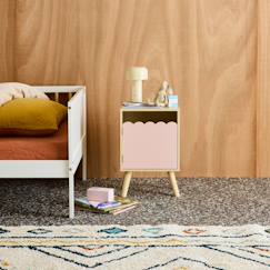 Table de chevet enfant décor bois 1 porte, pieds bois de pin - 34 x 23,5 x 52 cm  - azur  - vertbaudet enfant