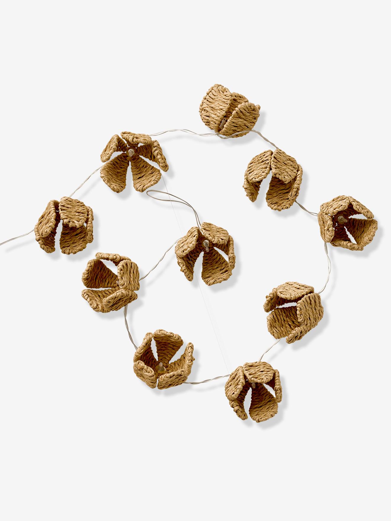 Guirlande lumineuse rotin tressées fleurs beige (Vertbaudet) - Image 1