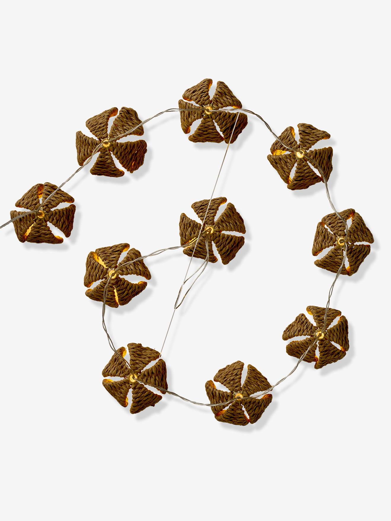 Guirlande lumineuse rotin tressées fleurs beige (Vertbaudet) - Image 2