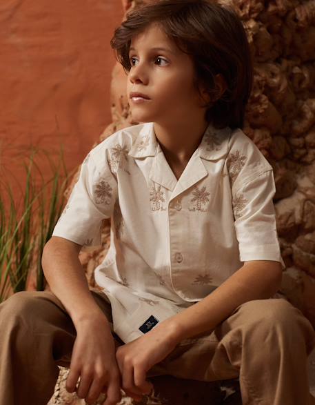 Garçon-Chemise en coton avec palmiers brodés