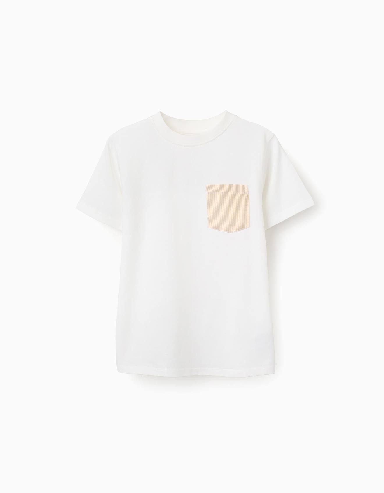T-shirt En Coton Avec Poche Poitrine Blanc 10 €
