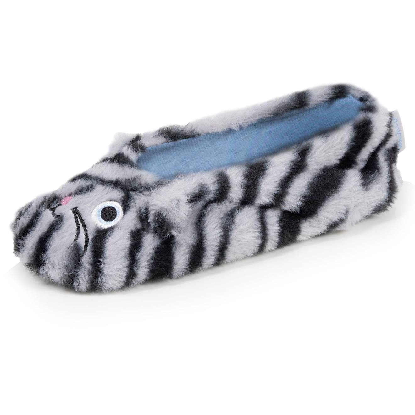 Chaussons Ballerines Imitation Fourrure Semelle Gomme Antidrapante Gris Fonc Tigr 14 €