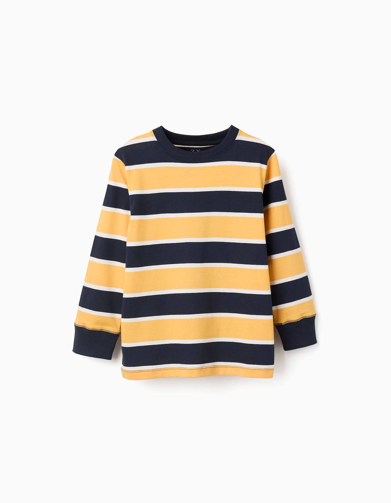 T-shirt En Coton À Manches Longues Et Rayures Jaune