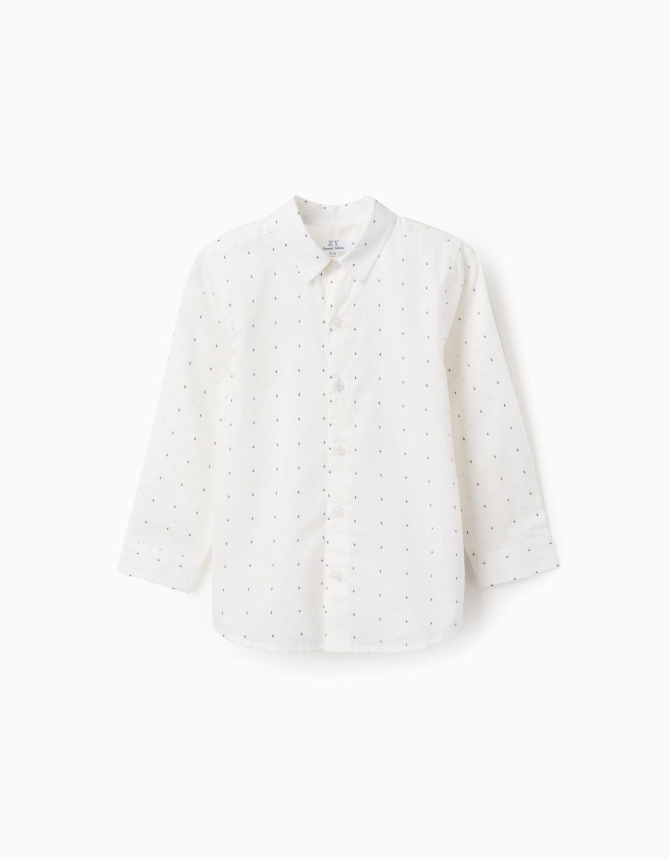 Chemise En Popeline À Manches Longues Et Motif Blanc