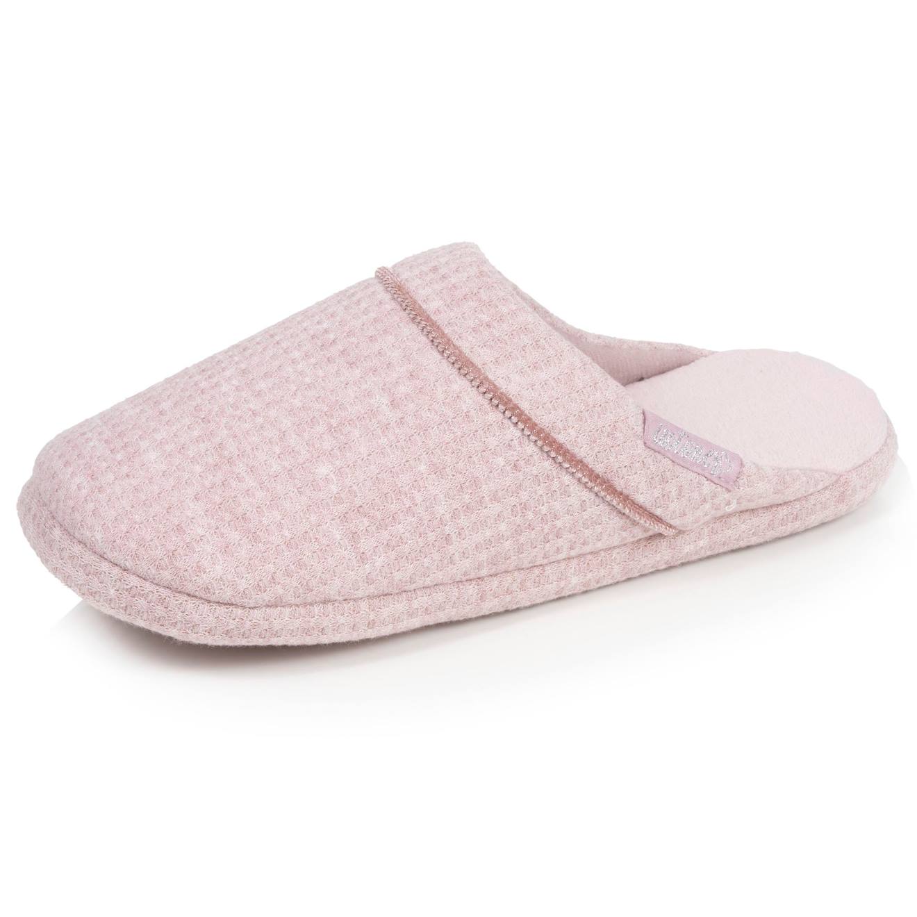 Chaussons Mules Maille Nid D'abeille, Semelle Gomme Antidérapante Blush