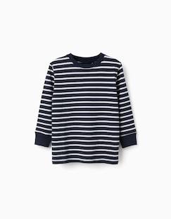 Garçon-T-shirt, polo, sous-pull-T-shirt en coton à manches longues et rayures