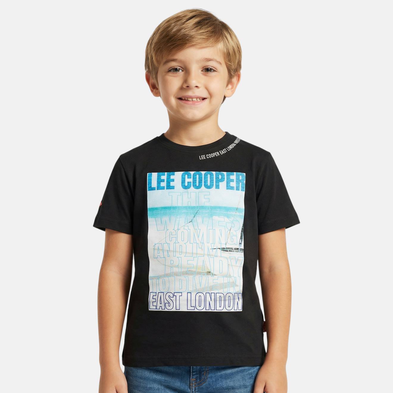 T Shirt Garçon Manches Courtes Imprimé Noir