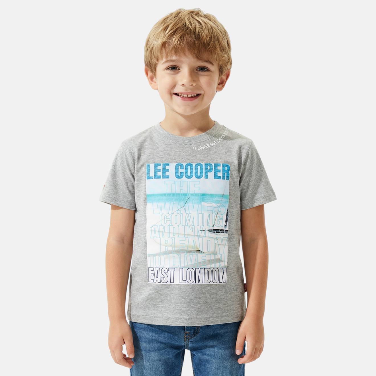 T Shirt Garçon Manches Courtes Imprimé Gris
