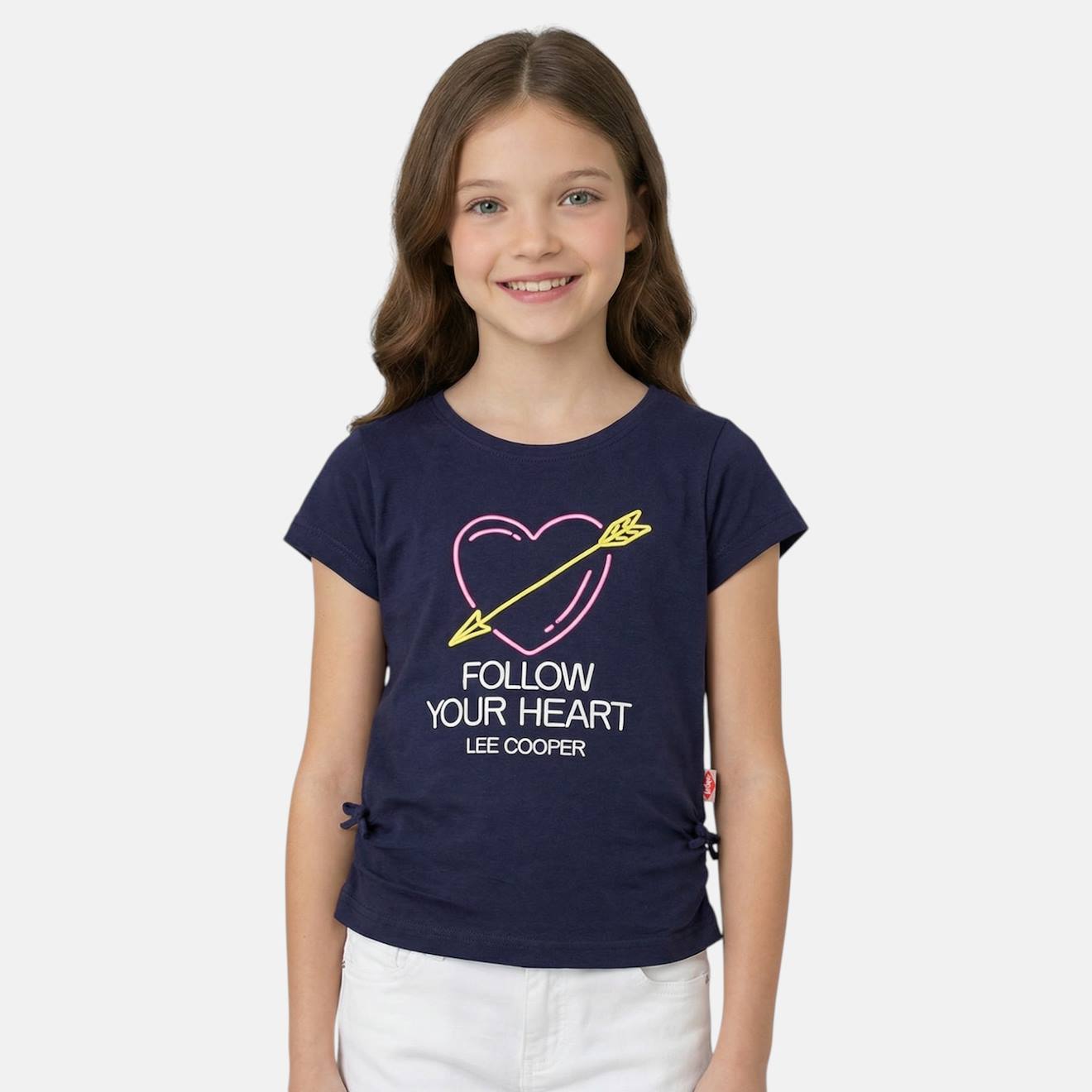 T Shirt Fille Manches Courtes Marine