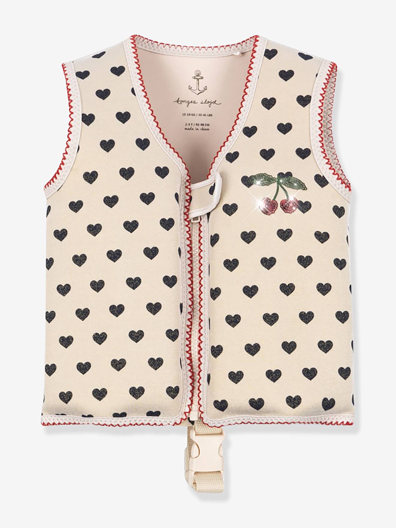 Gilet de flottaison enfant cœurs beige imprimé