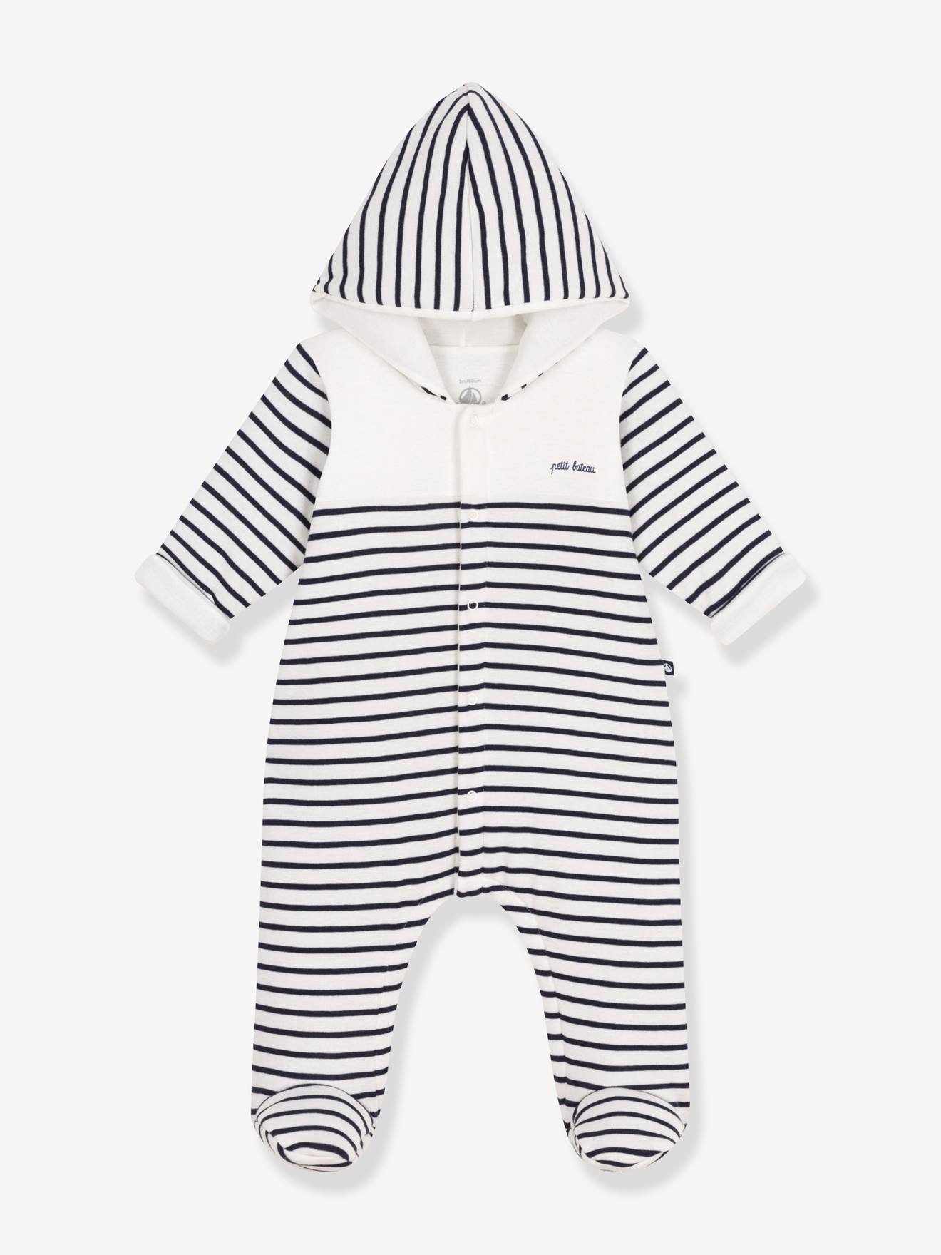 Combinaison bébé longue à capuche marine