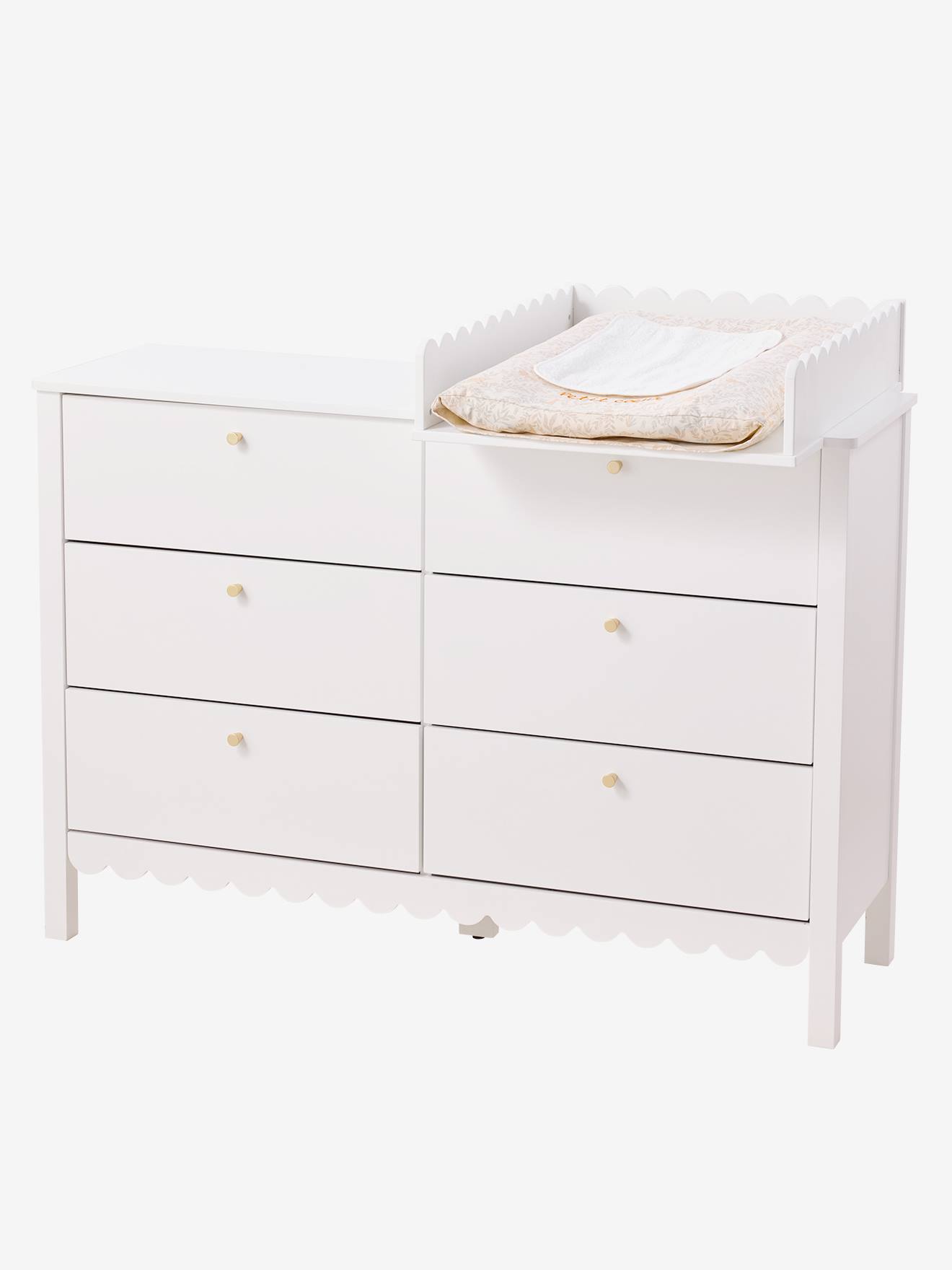 Commode enfant 6 tiroirs feston bois blanc (Vertbaudet) - Image 2