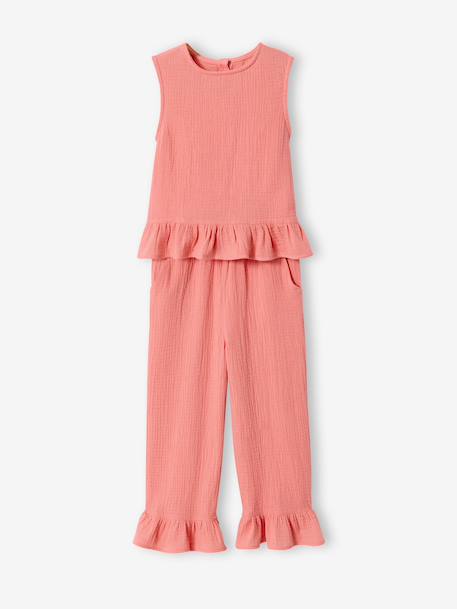 Fille-Ensemble blouse pantalon volants