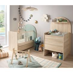 Chambre et rangement-Pack chambre bébé évolutif – lit bébé 120x60 transformable en 90x190 + commode à langer évolutive en bureau - arche